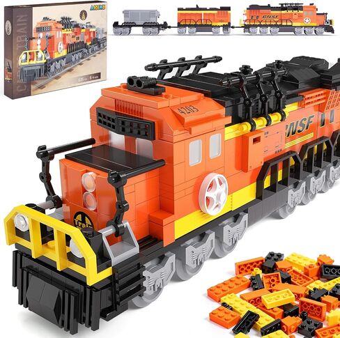 City Train Building Set, Stem Trains Building Toy for Boys Girls Ages 6-14, BNSF Freight Trains Model for Kids and Adult, Stem Locomotive Train Building Blocks, Christmas Birthday Gifts 635 PCS in Saudi Arabia