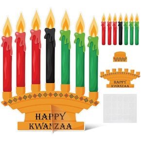 36 Pcs Happy Kwanzaa Craft Kit Make Your Own Candles DIY Kwanzaa Kinara Sign African Heritage Holiday Party Favors Decor for Family School Activity Party Supplies in Kuwait