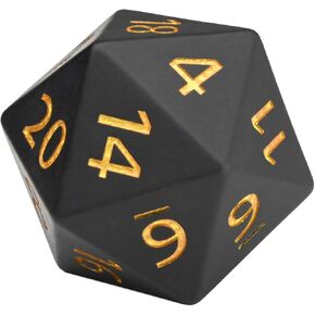 نرد D20 العملاق، راتنج كبير d20 مع حقيبة مخملية لألعاب الطاولة DND، وRPG، وMTG (أسود) in Saudi Arabia