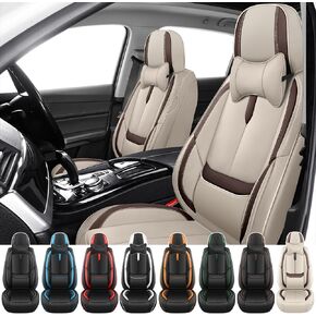 Car Seat Covers for Hyundai Santa Fe 2001-2025, Full Coverage,Nappa Leather Seat Covers with Lumbar Support,Waterproof&Anti Scratch All Season Protector(Full Set,Black) in Saudi Arabia