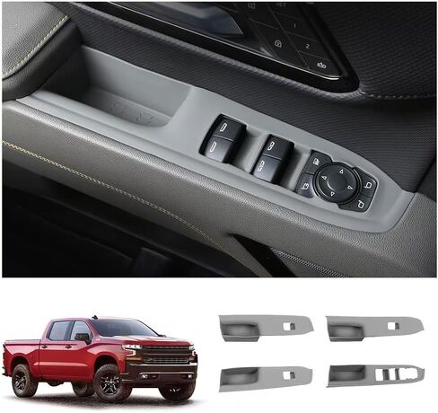 Compatible with 2019 2020 2021 2022 2023 2024 2025 2026 Chevrolet Silverado 1500 Window Switch Panel Protective Silicone Cover Interior Protection Accessories (Black, Chevrolet Silverado 1500) in Saudi Arabia