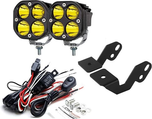 iJDMTOY Yellow Lens, Selective Yellow LED Ditch Light Kit Compatible with 2014-up Polaris RZR XP 1000, 15-up RZR 900, (2) 20W High Power LED Round Pods, Windshield A-Pillar Brackets & Wiring Relay in Saudi Arabia