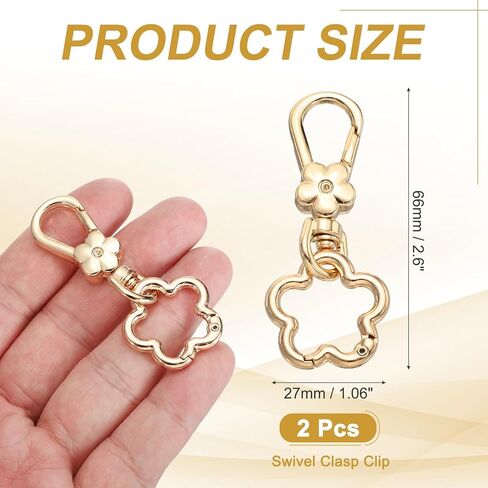 uxcell 2Pcs Swivel Clasp Clip, Detachable Lobster Clasps with Flower Shape Keychain Clip Quick Release Key Ring for Jewelry Crafts Making Keychain Backpack, Silver in Saudi Arabia