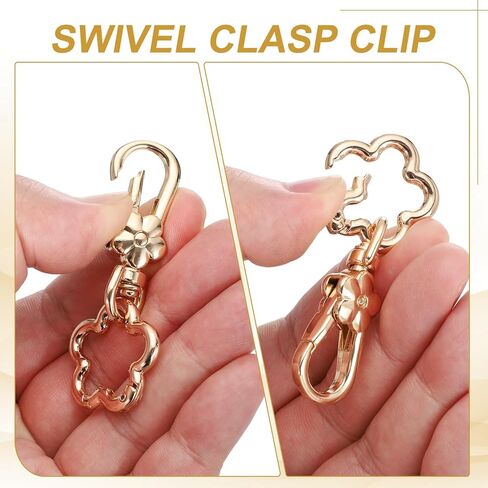 uxcell 2Pcs Swivel Clasp Clip, Detachable Lobster Clasps with Flower Shape Keychain Clip Quick Release Key Ring for Jewelry Crafts Making Keychain Backpack, Silver in Saudi Arabia