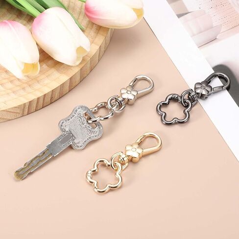 uxcell 2Pcs Swivel Clasp Clip, Detachable Lobster Clasps with Flower Shape Keychain Clip Quick Release Key Ring for Jewelry Crafts Making Keychain Backpack, Silver in Saudi Arabia