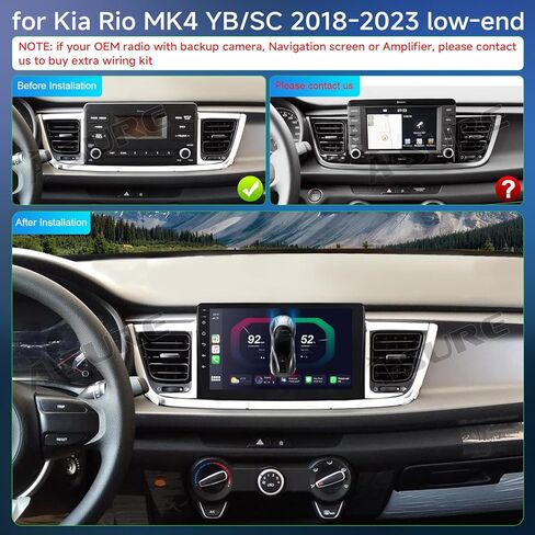 Asure Car Stereo Upgrade for Kia Rio YB/SC 2018-2023 Low-end Version Cars,9 inch 1280x800 Touchscreen 8core 4GB+64GB Car Radio,GPS Navigation Unit with Carplay Android Auto,Car Dash Multimedia Player in Saudi Arabia