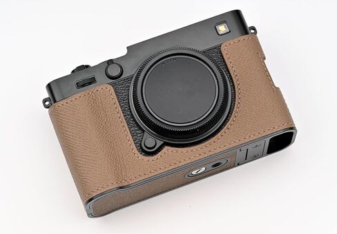 نصف حافظة كاميرا مصنوعة يدويًا من الجلد الأصلي لحقيبة كاميرا FUJIFILM X-E5/FUJIFILM X-E5 - طبقة علوية من جلد البقر + لوحة قاعدة معدنية (بني) in Kuwait