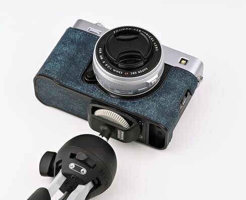نصف حافظة كاميرا مصنوعة يدويًا من الجلد الأصلي لحقيبة كاميرا FUJIFILM X-E5/FUJIFILM X-E5 - طبقة علوية من جلد البقر + لوحة قاعدة معدنية (بني) in Kuwait