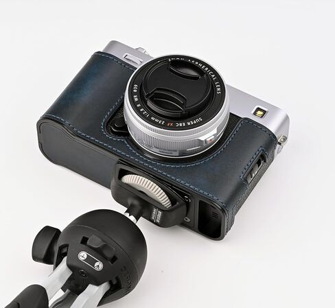نصف حافظة كاميرا مصنوعة يدويًا من الجلد الأصلي لحقيبة كاميرا FUJIFILM X-E5/FUJIFILM X-E5 - طبقة علوية من جلد البقر + لوحة قاعدة معدنية (بني) in Kuwait