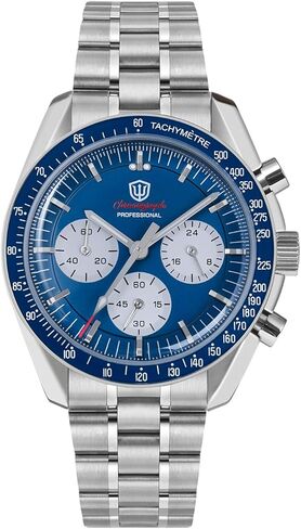 watchdives WD1861 Men's Chronograph Watch Japan VK63 Quartz Sports Watches 40mm Bubble Sapphire Crystal Wristwatch 100M Dive Watch with Black Rubber Watch Strap in Kuwait