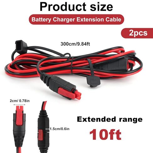 2pcs Battery Charger Extension Cable for NOCO, 10ft/3m GC004 X-Connect Smart Battery Charger Accessories for Genius1/2 G750 G1100 G3500 G7200 and More in Saudi Arabia
