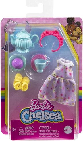 Barbie Chelsea Beach & Tea Party Accessory Fashion Pack Bundle – Mix of Beachwear & Tea Party Essentials for Chelsea Doll | Ages 3+ in Kuwait