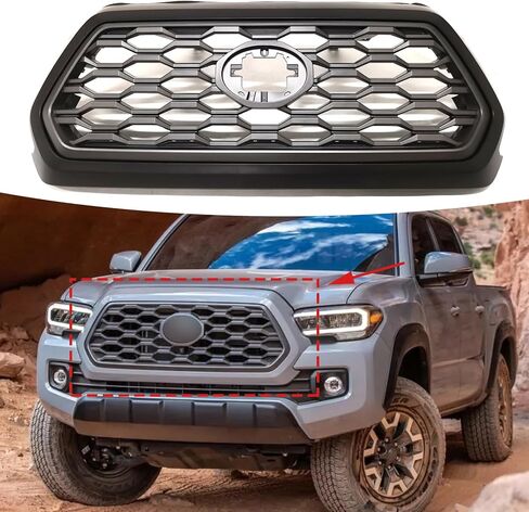 Bewild Front Grille Fit For 2016-2023 Toyota Tacoma TRD Front Bumper Grille Matte Black Insert Grill Honeycomb Style Replacement For 5310004500C5, TO1200407 in Saudi Arabia