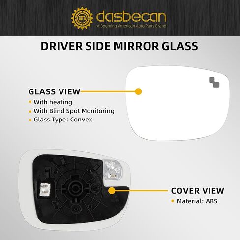 Dasbecan Right Passenger Side Mirror Glass Compatible with Mazda CX-5 2017-2023 CX-9 2016-2023 with Heated Blind Spot Detection Convex Glass with Backing Plate Replaces TK71691G1 TK71-69-G1 in Saudi Arabia