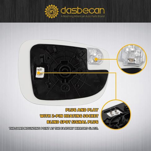Dasbecan Right Passenger Side Mirror Glass Compatible with Mazda CX-5 2017-2023 CX-9 2016-2023 with Heated Blind Spot Detection Convex Glass with Backing Plate Replaces TK71691G1 TK71-69-G1 in Saudi Arabia