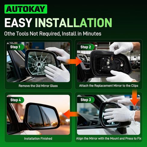 زجاج مرآة الجانب الأيمن للركاب من AUTOKAY يناسب سيارة Chevy Traverse 2009-2016، GMC Acadia 2007-2016، Saturn Outlook 2007-2010، مرآة رؤية خلفية جانبية للركاب ساخنة بالطاقة، استبدال الزجاج الأيمن in Saudi Arabia