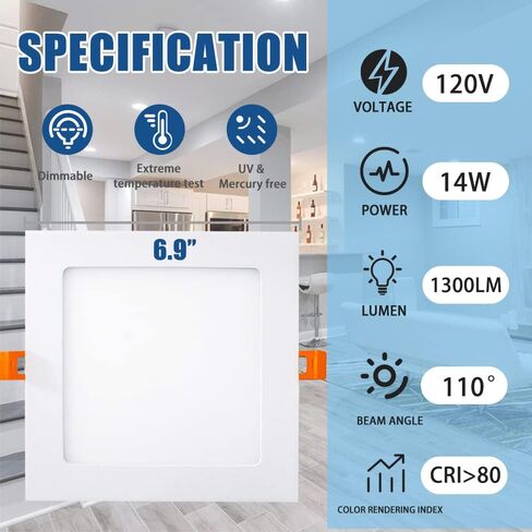 3 Inch Led Recessed Light, 3000K/ 4000K/ 5000K 3 Color Selectable, 6W=45W 450Lm Ultra-Thin Dimmable Downlight Led Wafer Ceiling Light with Junction Box - ETL and Energy Star Certified(6 Pack) in Saudi Arabia