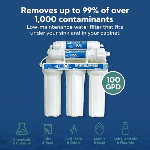 شركة Applied Membranes Inc. نظام تصفية المياه بالتناضح العكسي ذو 5 مراحل، 100 جالون في اليوم in Saudi Arabia