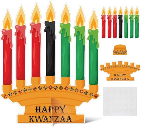 36 Pcs Happy Kwanzaa Craft Kit Make Your Own Candles DIY Kwanzaa Kinara Sign African Heritage Holiday Party Favors Decor for Family School Activity Party Supplies in Saudi Arabia