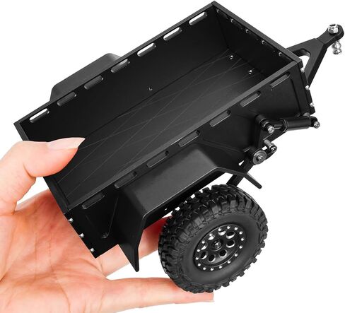 مقطورة RC من الألومنيوم بآلة CNC مع وصلة رأس كروية ومحاكاة لوح التزلج وديكور الدراجة لـ TRX4M SCX24 Redcat Ascent-18 1/18 1/24 مقياس ترقية الزاحف RC (أسود) in Saudi Arabia