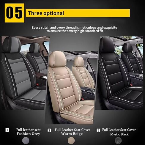 YORKNEIC Full Set Seat Covers Fit for Fit for GMC Canyon 2015-2025 2026: Faux Leather Car Seat Covers - Waterproof Car Seat Protector(Black & Grey) in Kuwait