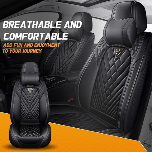 Car Seat Covers Fit for Toyota Camry 2002-2025, Full Coverage Customized Seat Covers, Premium Leather Waterproof Easy to Install(Black&Gray/Standard 5 Seats) in Saudi Arabia