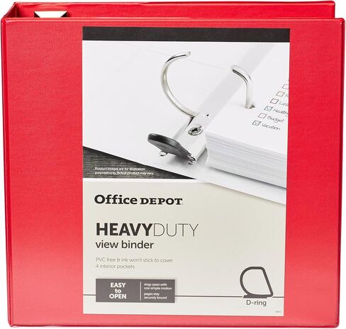 Office Depot® Brand Heavy-Duty Easy Open® D-Ring View Binder, 4" Rings, 54% Recycled, Red in Saudi Arabia