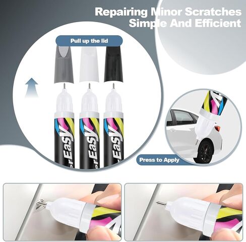 طلاء أبيض للسيارات، قلم طلاء عالمي 2 في 1 لإصلاح الخدوش - طلاء تلقائي سريع الجفاف ومزيل للخدوش، ترميم وحماية يدوم طويلاً in Kuwait