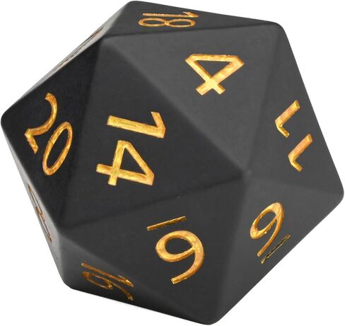 Giant D20 Dice,Resin Big d20 with Velvet Pouch for DND,RPG, MTG Tabletop Games (Black) in Saudi Arabia