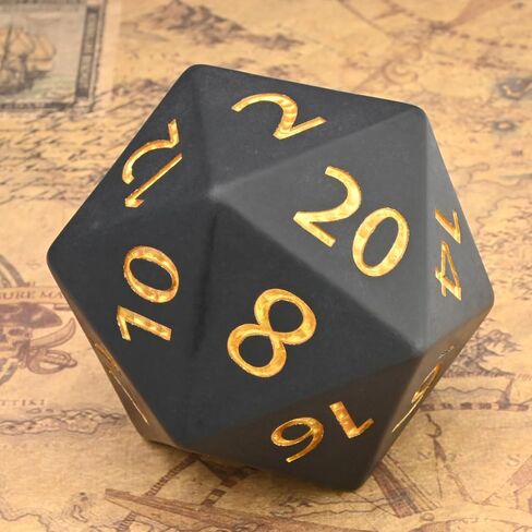 Giant D20 Dice,Resin Big d20 with Velvet Pouch for DND,RPG, MTG Tabletop Games (Black) in Saudi Arabia