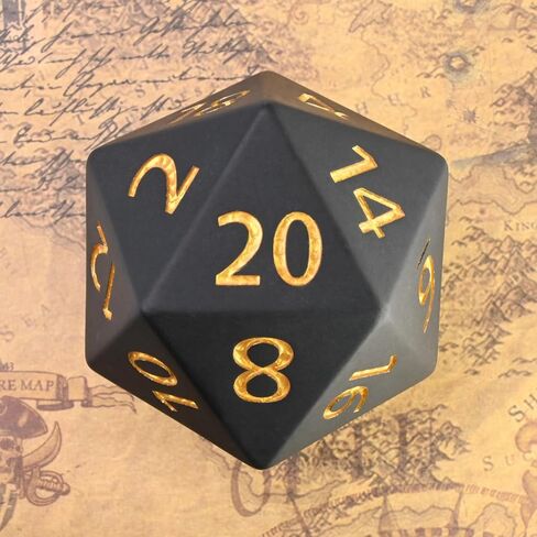 Giant D20 Dice,Resin Big d20 with Velvet Pouch for DND,RPG, MTG Tabletop Games (Black) in Saudi Arabia
