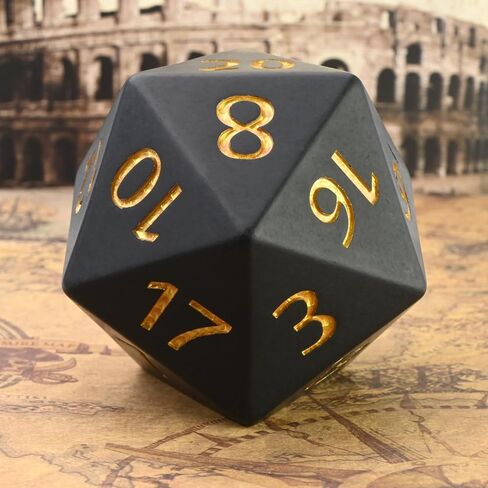 Giant D20 Dice,Resin Big d20 with Velvet Pouch for DND,RPG, MTG Tabletop Games (Black) in Saudi Arabia