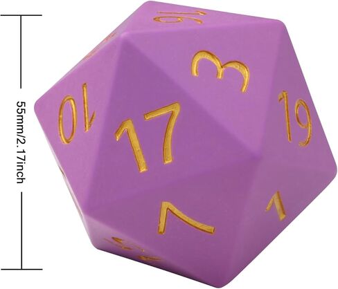 نرد D20 العملاق، راتنج كبير d20 مع حقيبة مخملية لألعاب الطاولة DND، وRPG، وMTG (أسود) in Kuwait