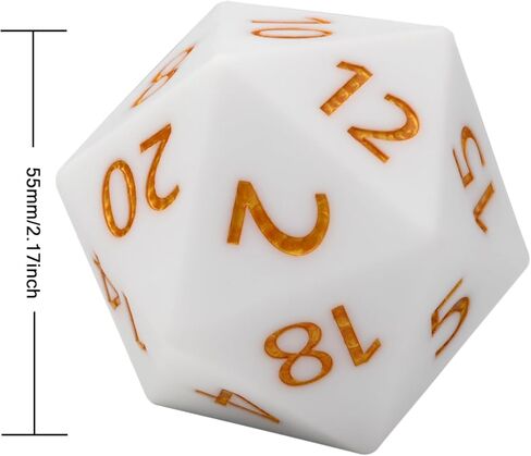 نرد D20 العملاق، راتنج كبير d20 مع حقيبة مخملية لألعاب الطاولة DND، وRPG، وMTG (أسود) in Kuwait