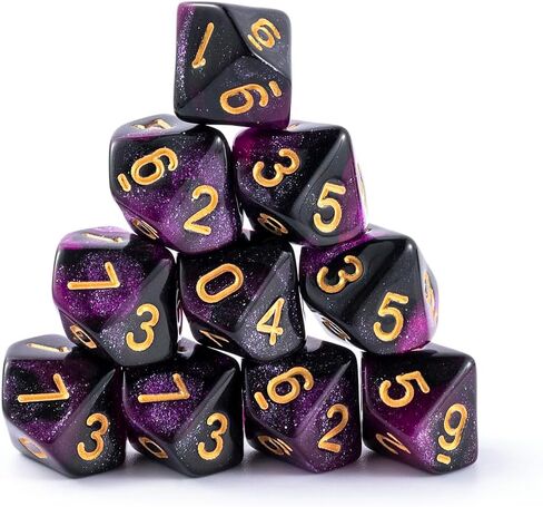 10 Pieces Polyhedral D10 Dice Set, 10 Sided Dice 16mm for RPG MTG DND Table Games (Red Black) in Saudi Arabia