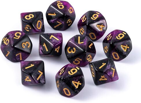 10 Pieces Polyhedral D10 Dice Set, 10 Sided Dice 16mm for RPG MTG DND Table Games (Red Black) in Saudi Arabia