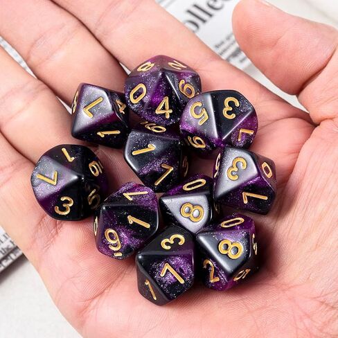 10 Pieces Polyhedral D10 Dice Set, 10 Sided Dice 16mm for RPG MTG DND Table Games (Red Black) in Saudi Arabia