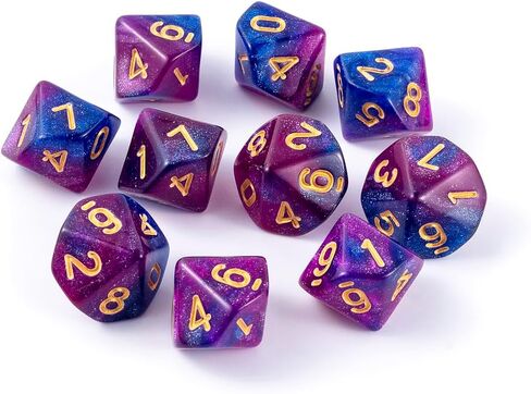 10 Pieces Polyhedral D10 Dice Set, 10 Sided Dice 16mm for RPG MTG DND Table Games (Red Black) in Saudi Arabia