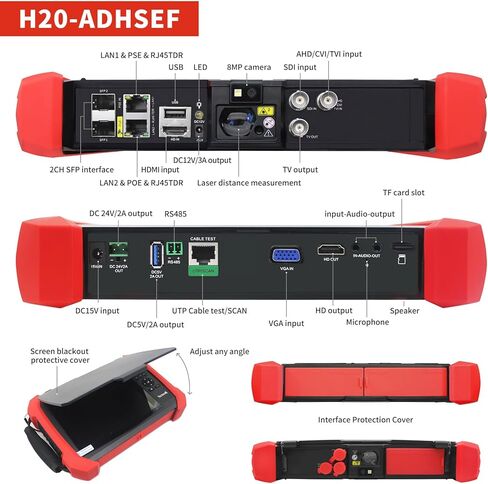 Rsrteng CCTV Tester 8K 32MP 12MP IP Camera Tester POE++ Max 90W POE Camera Tester 2CH SFP Port WIFI Network Tools Cable Tester HDMI VGA Power Output POE++ Detect Power Management in Kuwait