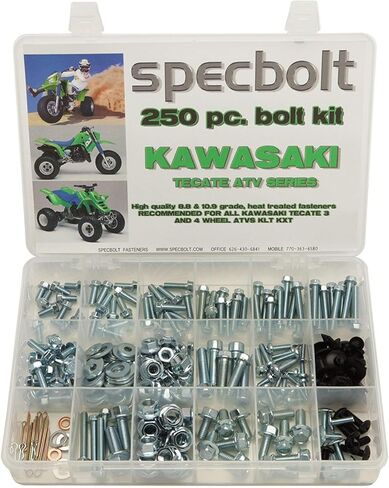 Specbolt Fasteners 250pc Maintenance Restoration OE Spec Motorcycle Bolt Kit for Kawasaki Tecate ATV KXF250 Quad 84-88 TECATE 4 WHEEL 82-85 TECATE KLT200 KLT250 KXT250 KLT250 3 Wheeler in Saudi Arabia