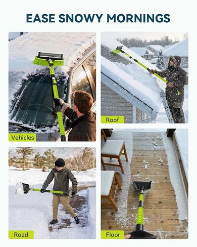 Upgraded 60'' Snow Brush & Snow Shovel with 2 Ice Scrapers, Extendable Snow Brush for Car Windshield with Squeegee, 4-in-1 Detachable Winter Snow Remover for Cars, SUVs, Trucks in Saudi Arabia