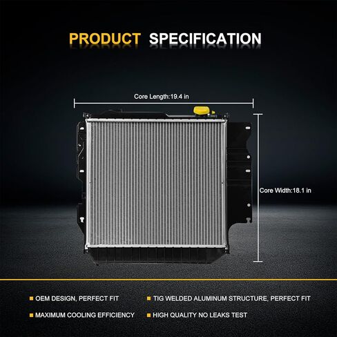 13754 CU13754 مشعاع ألومنيوم كامل 3 صفوف متوافق مع 2018 2019 2020 2021 2022 2023 جيب رانجلر جلاديتور 2.0 3.0 3.6L in Kuwait