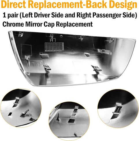 Moonlinks متوافقة مع Toyota Tundra 2007-2021/Sequoia 2007-2021 استبدال غطاء المرآة، غطاء مرآة مثبت على الجانب الأيسر من الكروم والراكب الأيمن يستبدل 879150C050 879450C030، زوج واحد in Saudi Arabia
