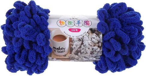 100g/skein Soft Yarn for Crocheting 7x2.5mm Polyester Blanket Yarn Fluffy Plush Yarns for DIY Knitting Coat Scarf Handcrafts Hat Shawls Blanket Scarf Crochet Needlework Craft, Medium Blue in Saudi Arabia