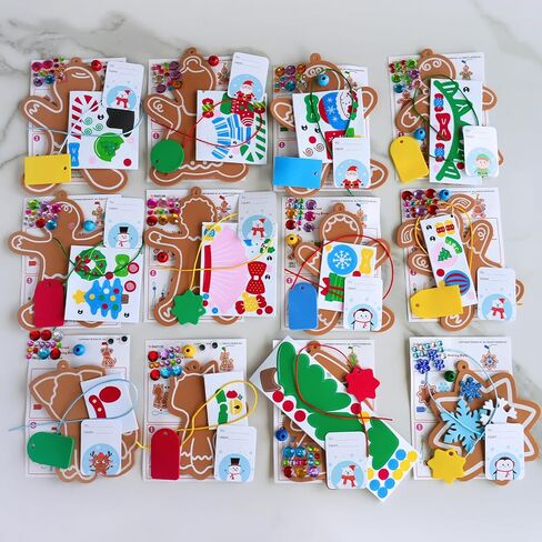 Winlyn 24 مجموعات عيد الميلاد الحرفية مجموعات الحرف الشتوية 12 تصاميم DIY شجرة عيد الميلاد ندفة الثلج الزنجبيل رجل الحلي الفن مجموعات ملصقات رغوة احتفالية الفنون والحرف اليدوية للأطفال عطلة الأنشطة الطرف تفضل in Kuwait