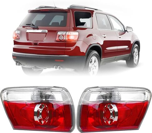 ضوء خلفي LED للسائق الأيسر وجانب الراكب الأيمن متوافق مع 2007-2012 GMC Acadia، مصباح فرامل خلفي، مصابيح خلفية مع عدسات شفافة، بدون لمبة in Kuwait