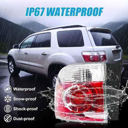 ضوء خلفي LED للسائق الأيسر وجانب الراكب الأيمن متوافق مع 2007-2012 GMC Acadia، مصباح فرامل خلفي، مصابيح خلفية مع عدسات شفافة، بدون لمبة in Kuwait