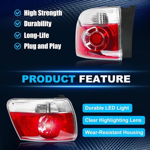 ضوء خلفي LED للسائق الأيسر وجانب الراكب الأيمن متوافق مع 2007-2012 GMC Acadia، مصباح فرامل خلفي، مصابيح خلفية مع عدسات شفافة، بدون لمبة in Kuwait
