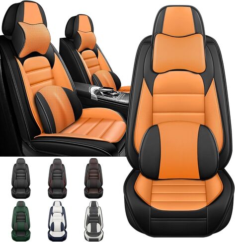 Car Seat Cover for Nissan Rogue 2008-2025, Nappa Leather Front Seat Covers Full Coverage Seat Protector Waterproof Cushions (Black Red,2 Seats Luxury) in Saudi Arabia