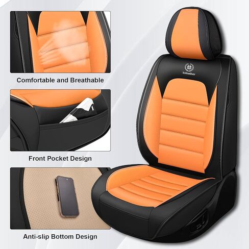 Car Seat Cover for Nissan Rogue 2008-2025, Nappa Leather Front Seat Covers Full Coverage Seat Protector Waterproof Cushions (Black Red,2 Seats Luxury) in Saudi Arabia